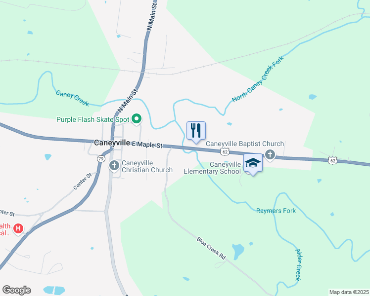 map of restaurants, bars, coffee shops, grocery stores, and more near 508 East Maple Street in Caneyville