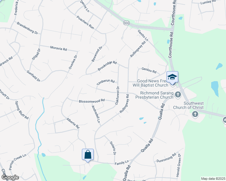 map of restaurants, bars, coffee shops, grocery stores, and more near 10612 Ridgerun Road in Chesterfield