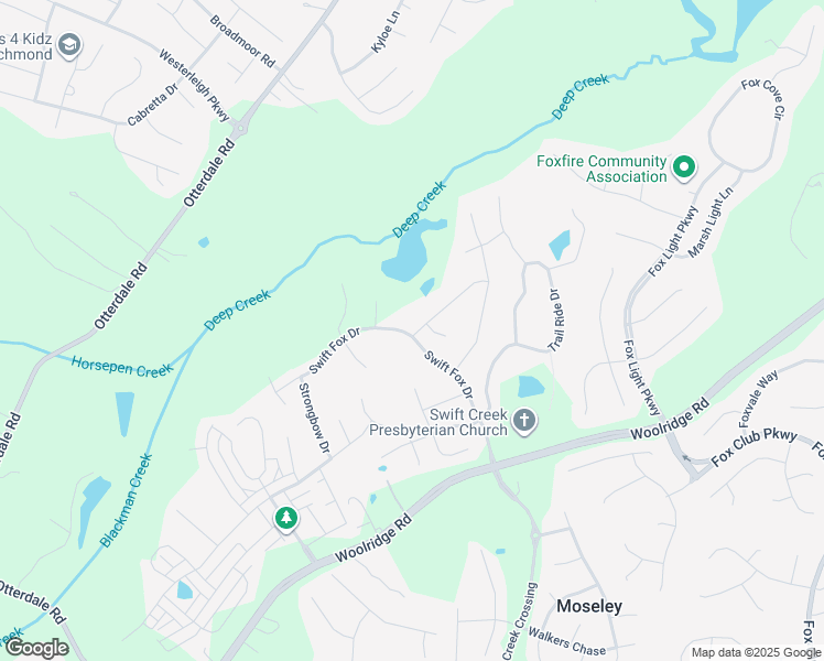 map of restaurants, bars, coffee shops, grocery stores, and more near 5818 Swift Fox Drive in Moseley