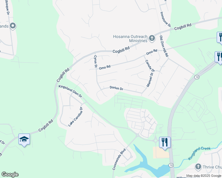 map of restaurants, bars, coffee shops, grocery stores, and more near 6319 Dorius Drive in Richmond