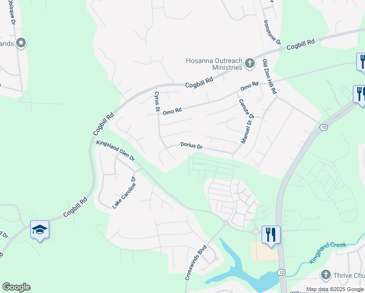 map of restaurants, bars, coffee shops, grocery stores, and more near 6319 Dorius Drive in Richmond