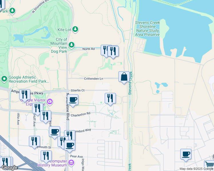map of restaurants, bars, coffee shops, grocery stores, and more near 2061 Stierlin Court in Mountain View