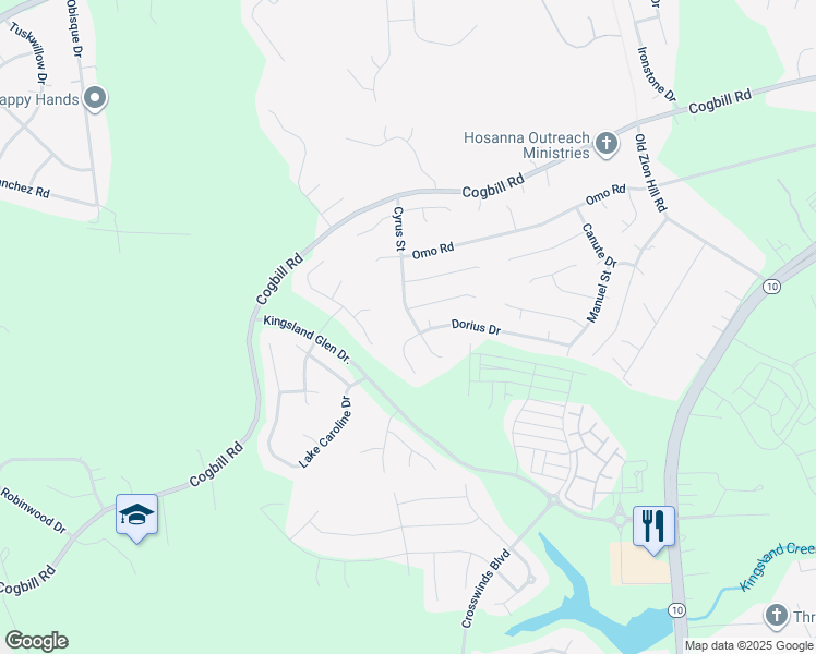 map of restaurants, bars, coffee shops, grocery stores, and more near 6512 Cyrus Street in Richmond