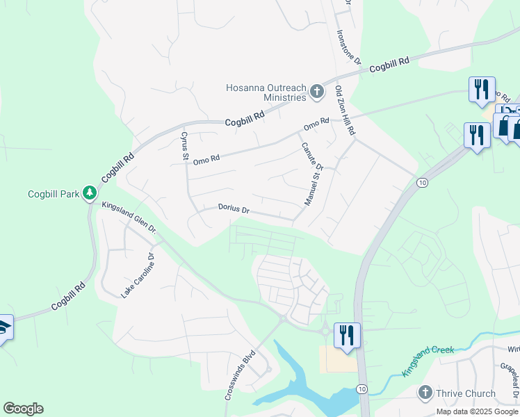 map of restaurants, bars, coffee shops, grocery stores, and more near 6143 Dorius Drive in Richmond