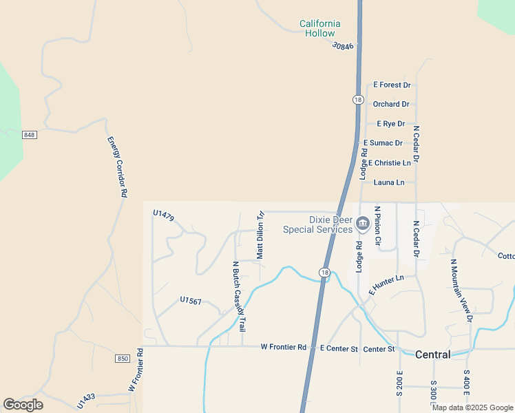 map of restaurants, bars, coffee shops, grocery stores, and more near 375 North Matt Dillon Trail in Central