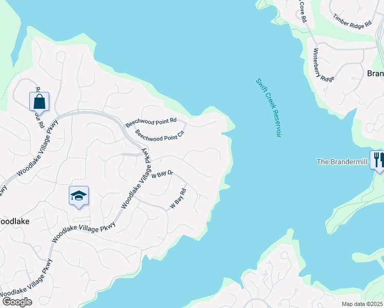 map of restaurants, bars, coffee shops, grocery stores, and more near 5425 Sunrise Bluff Court in Midlothian
