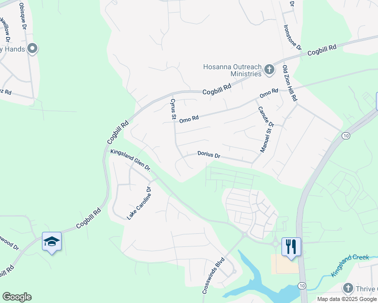 map of restaurants, bars, coffee shops, grocery stores, and more near 6342 Dorius Drive in Richmond