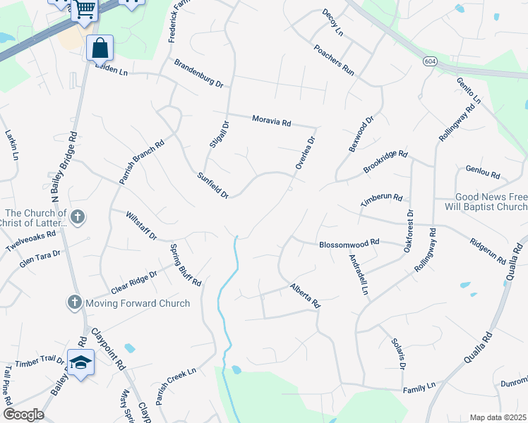 map of restaurants, bars, coffee shops, grocery stores, and more near 4760 Overlea Drive in Midlothian