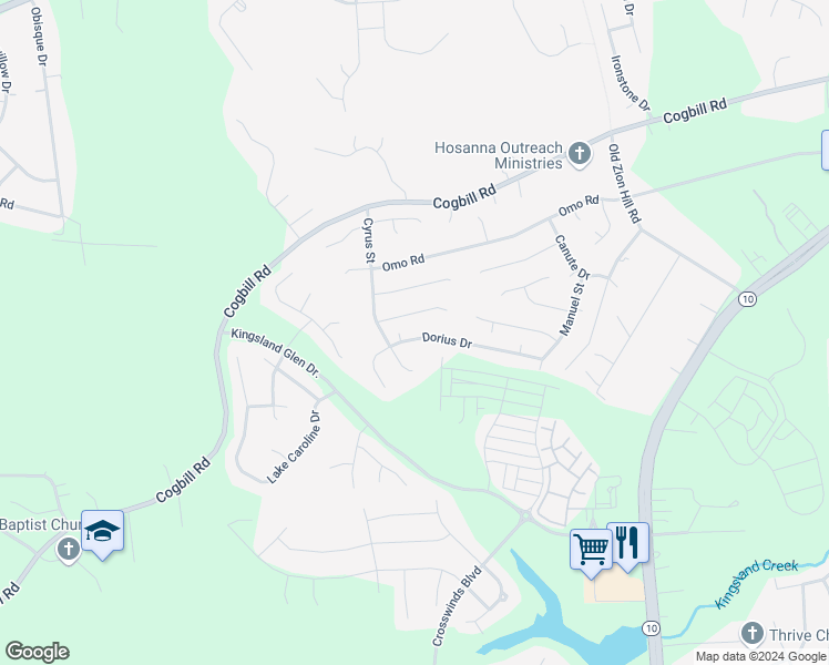 map of restaurants, bars, coffee shops, grocery stores, and more near 6330 Dorius Drive in Richmond