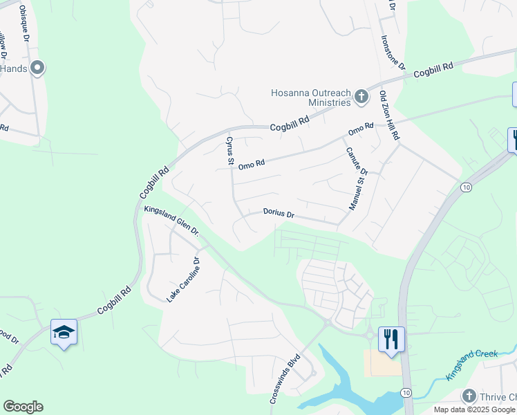map of restaurants, bars, coffee shops, grocery stores, and more near 6330 Dorius Drive in Richmond