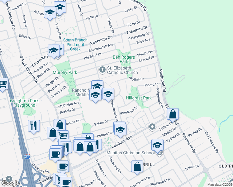 map of restaurants, bars, coffee shops, grocery stores, and more near 973 Galindo Court in Milpitas