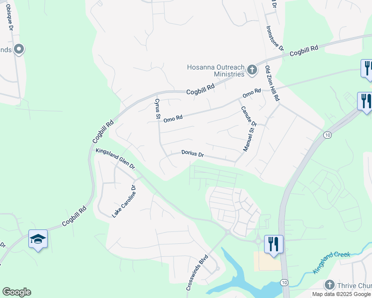 map of restaurants, bars, coffee shops, grocery stores, and more near 6312 Dorius Drive in Richmond