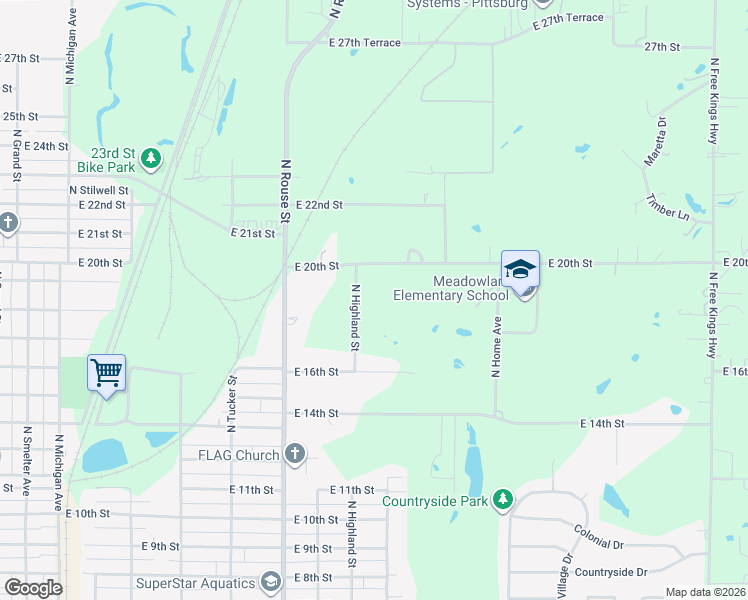map of restaurants, bars, coffee shops, grocery stores, and more near 1600-1912 North Highland Street in Pittsburg