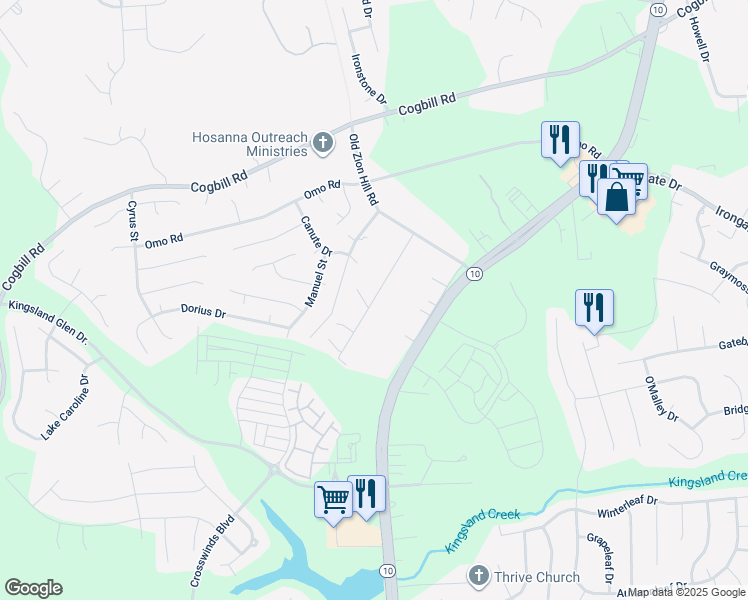 map of restaurants, bars, coffee shops, grocery stores, and more near 6541 Hill Road in Richmond