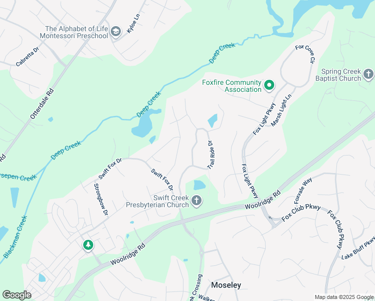 map of restaurants, bars, coffee shops, grocery stores, and more near 5536 Quarter Horse Lane in Moseley
