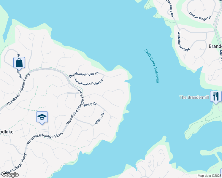 map of restaurants, bars, coffee shops, grocery stores, and more near 5422 Sunrise Bluff Court in Midlothian