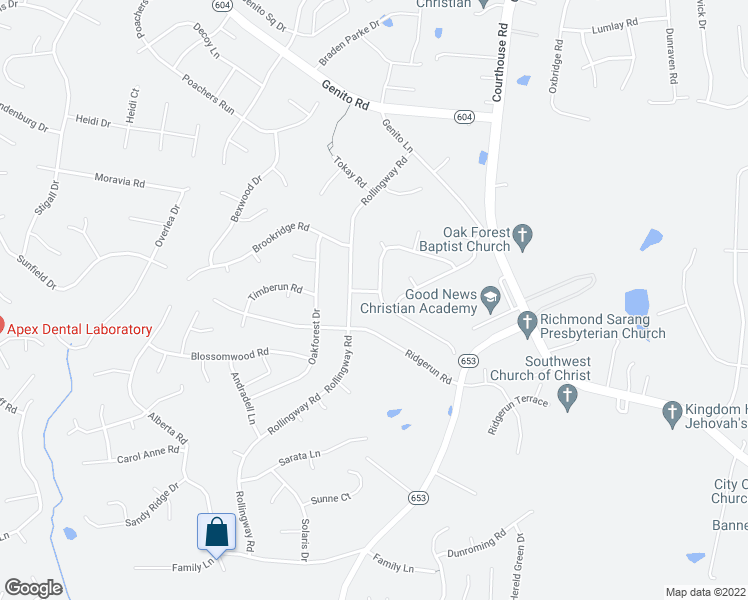 map of restaurants, bars, coffee shops, grocery stores, and more near 10600 Genlou Road in Chesterfield