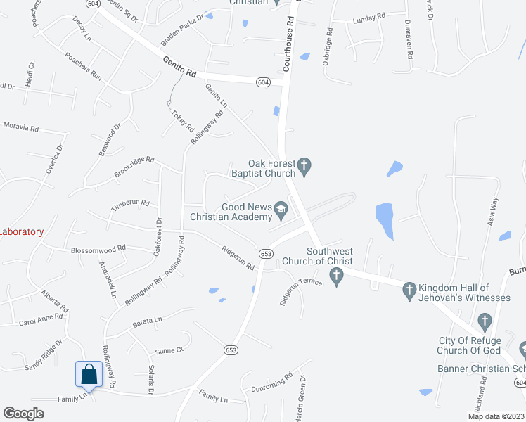 map of restaurants, bars, coffee shops, grocery stores, and more near 5100 Courthouse Road in Chesterfield
