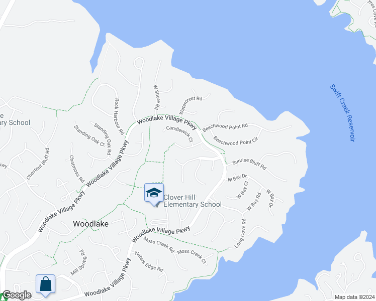 map of restaurants, bars, coffee shops, grocery stores, and more near 14203 Candlewick Road in Midlothian