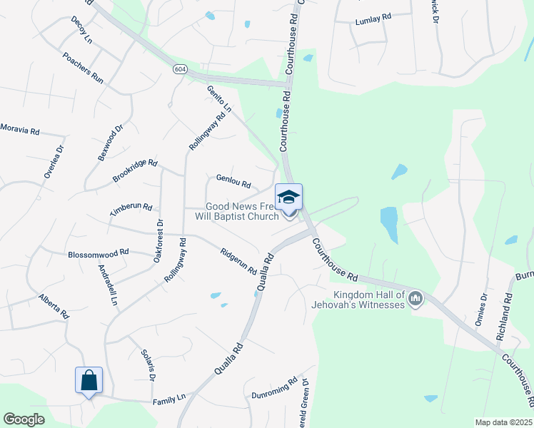 map of restaurants, bars, coffee shops, grocery stores, and more near 5100 Courthouse Road in Chesterfield