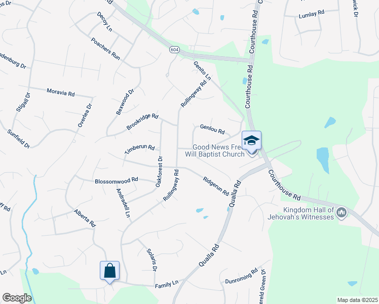 map of restaurants, bars, coffee shops, grocery stores, and more near 10600 Genlou Road in Chesterfield
