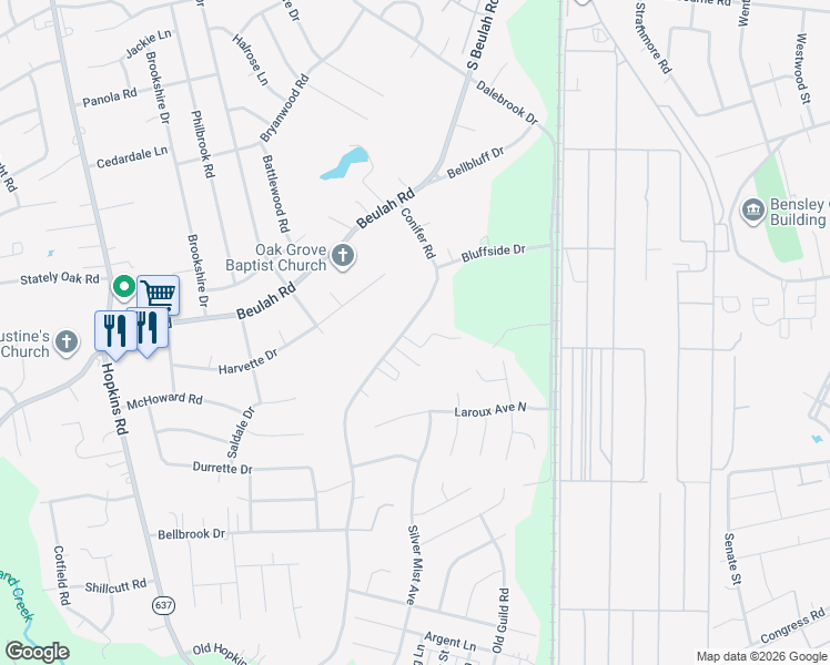 map of restaurants, bars, coffee shops, grocery stores, and more near 7045 Conifer Road in Richmond