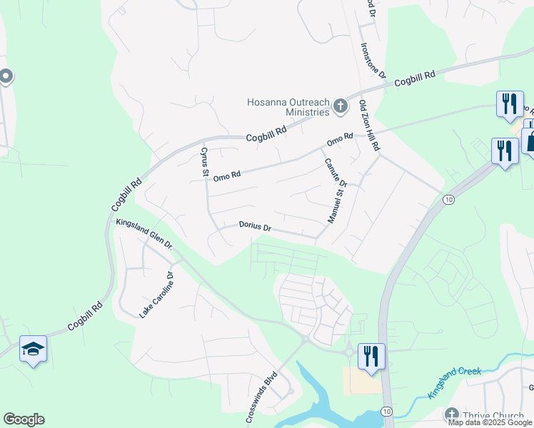 map of restaurants, bars, coffee shops, grocery stores, and more near 6241 Manuel Court in Richmond