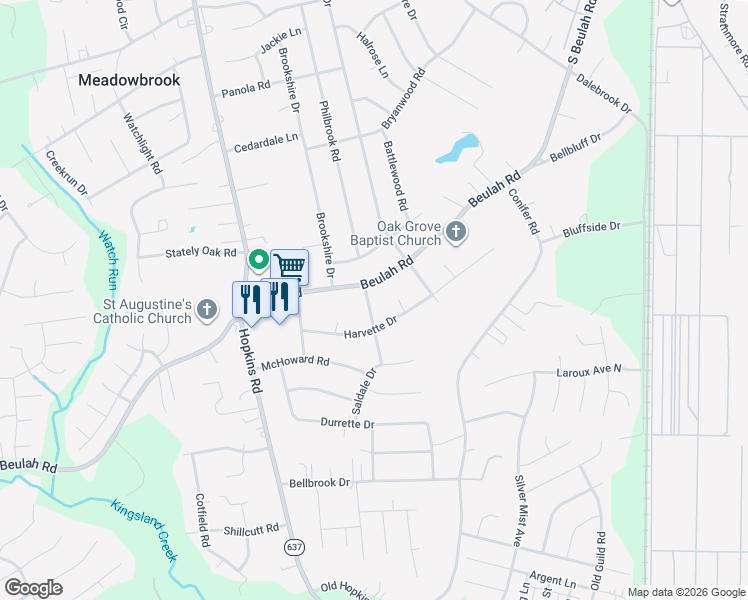 map of restaurants, bars, coffee shops, grocery stores, and more near 7000 Rodophil Road in Chesterfield County