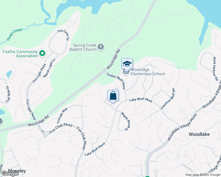 map of restaurants, bars, coffee shops, grocery stores, and more near 5506 Windy Ridge Terrace in Midlothian