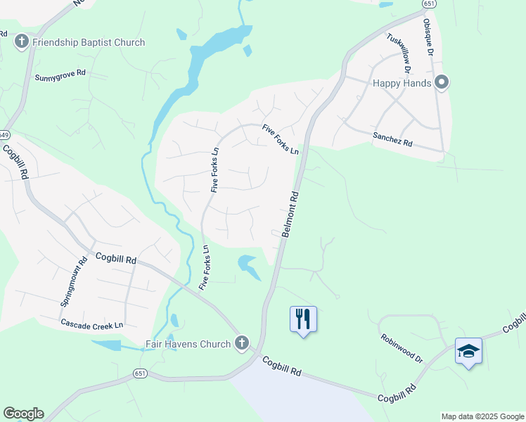 map of restaurants, bars, coffee shops, grocery stores, and more near 7507 Southford Lane in Chesterfield