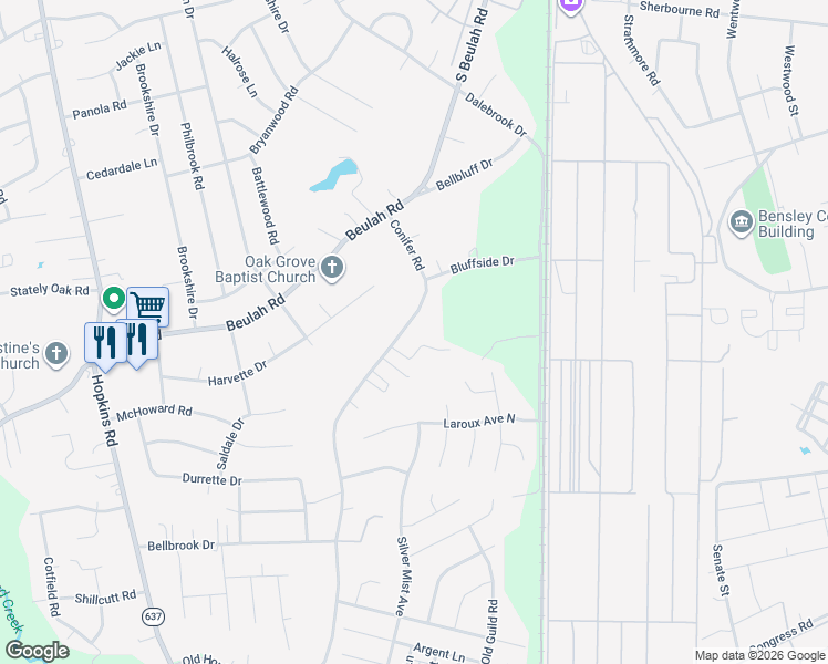 map of restaurants, bars, coffee shops, grocery stores, and more near 7045 Conifer Road in Richmond