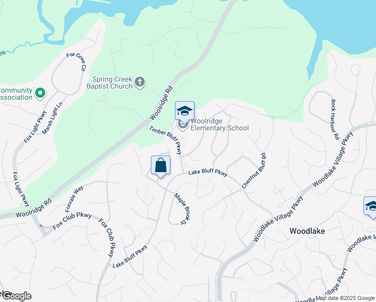 map of restaurants, bars, coffee shops, grocery stores, and more near 5510 Highberry Woods Road in Midlothian