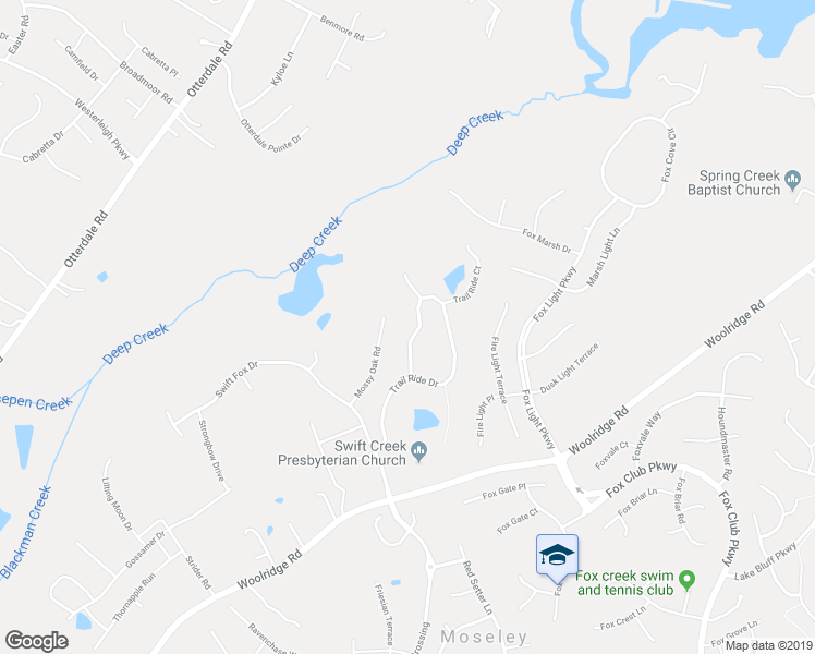 map of restaurants, bars, coffee shops, grocery stores, and more near 5512 Quarter Horse Lane in Moseley