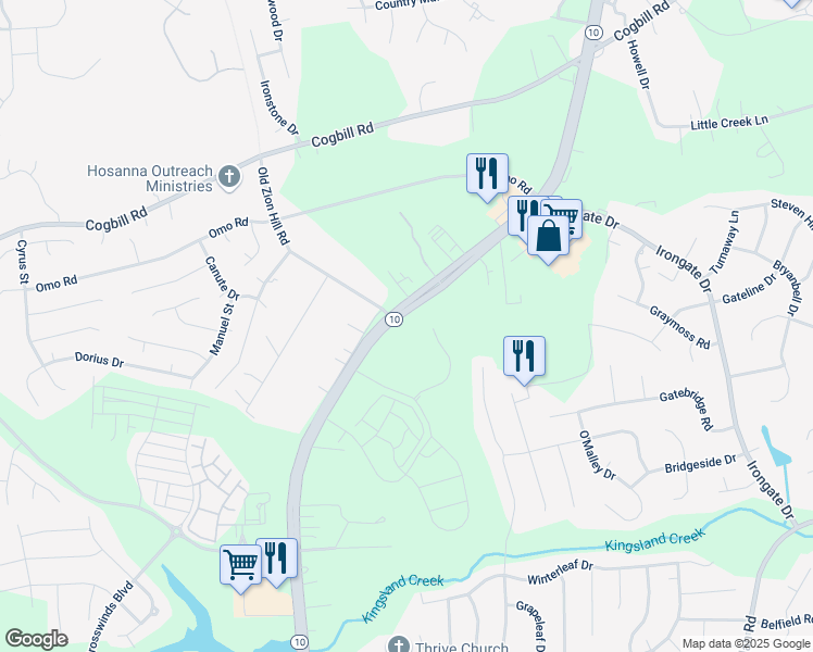 map of restaurants, bars, coffee shops, grocery stores, and more near 6601 Iron Bridge Road in Richmond