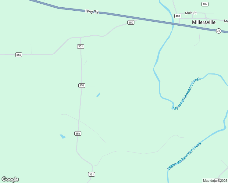 map of restaurants, bars, coffee shops, grocery stores, and more near 485 County Road 351 in Millersville