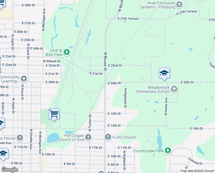 map of restaurants, bars, coffee shops, grocery stores, and more near 1930 North Rouse Street in Pittsburg