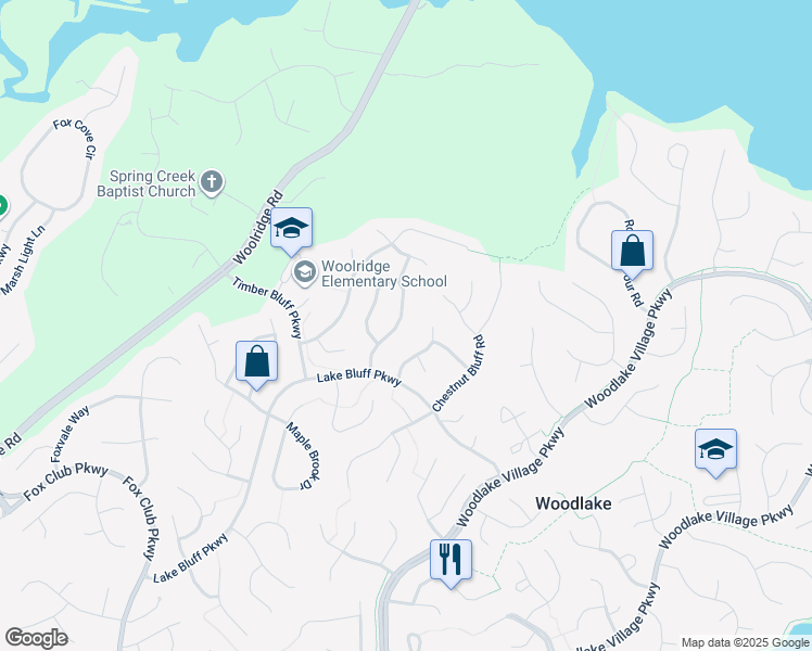 map of restaurants, bars, coffee shops, grocery stores, and more near 5415 Meadow Chase Road in Midlothian