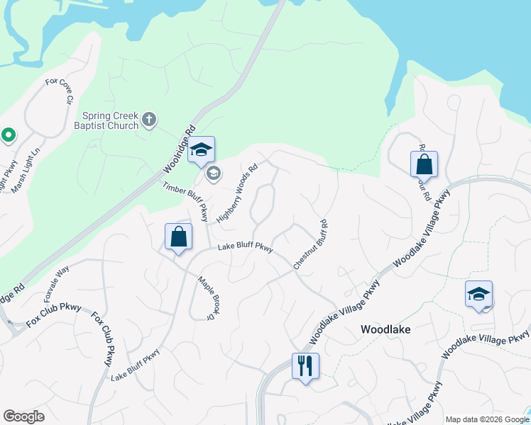 map of restaurants, bars, coffee shops, grocery stores, and more near 5508 Meadow Chase Road in Midlothian