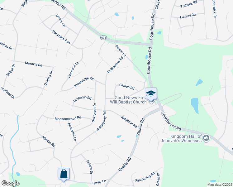 map of restaurants, bars, coffee shops, grocery stores, and more near 10525 Genlou Road in Chesterfield