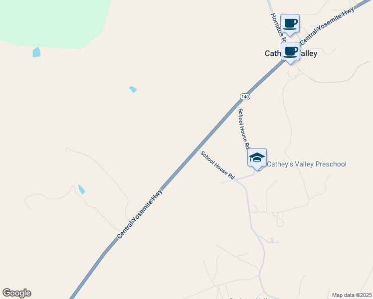 map of restaurants, bars, coffee shops, grocery stores, and more near 2523 California 140 in Catheys Valley