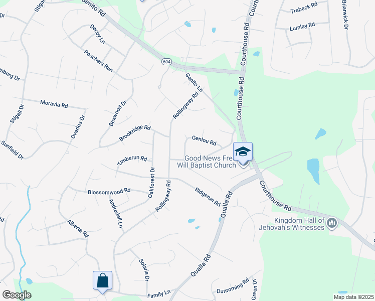 map of restaurants, bars, coffee shops, grocery stores, and more near 10525 Genlou Road in Chesterfield