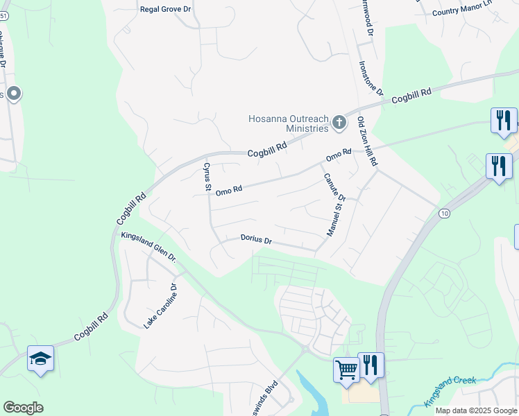 map of restaurants, bars, coffee shops, grocery stores, and more near 6305 Amasis Court in Richmond