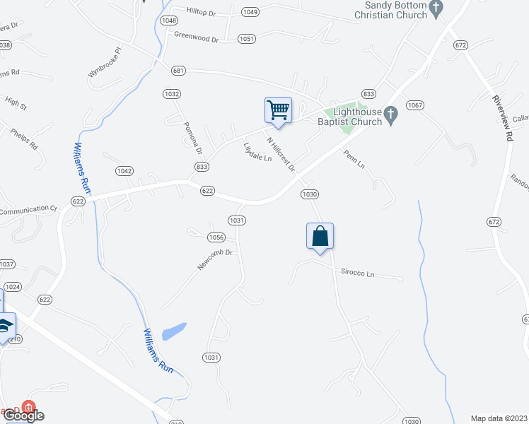 map of restaurants, bars, coffee shops, grocery stores, and more near 715 Wright Shop Road in Madison Heights