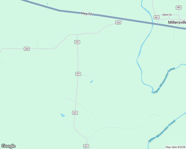 map of restaurants, bars, coffee shops, grocery stores, and more near 485 County Road 351 in Millersville