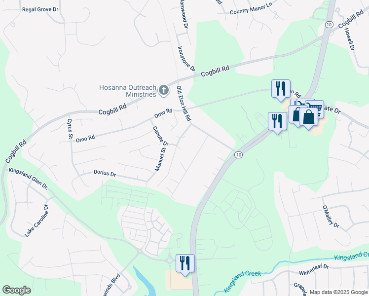 map of restaurants, bars, coffee shops, grocery stores, and more near 6605 Canute Drive in Richmond