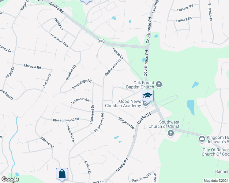 map of restaurants, bars, coffee shops, grocery stores, and more near 10507 Genlou Road in Chesterfield