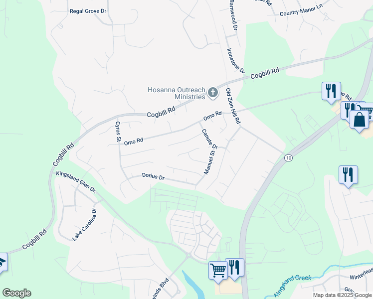 map of restaurants, bars, coffee shops, grocery stores, and more near 6200 Thierry Court in Richmond