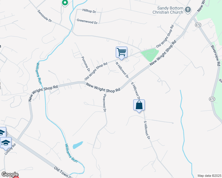 map of restaurants, bars, coffee shops, grocery stores, and more near 724 New Wright Shop Road in Madison Heights