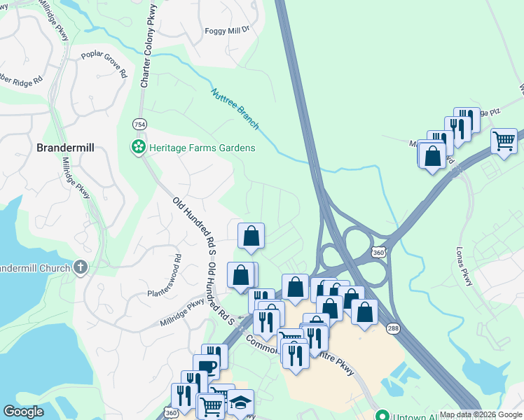 map of restaurants, bars, coffee shops, grocery stores, and more near 12700 Hull Street Rd in Midlothian