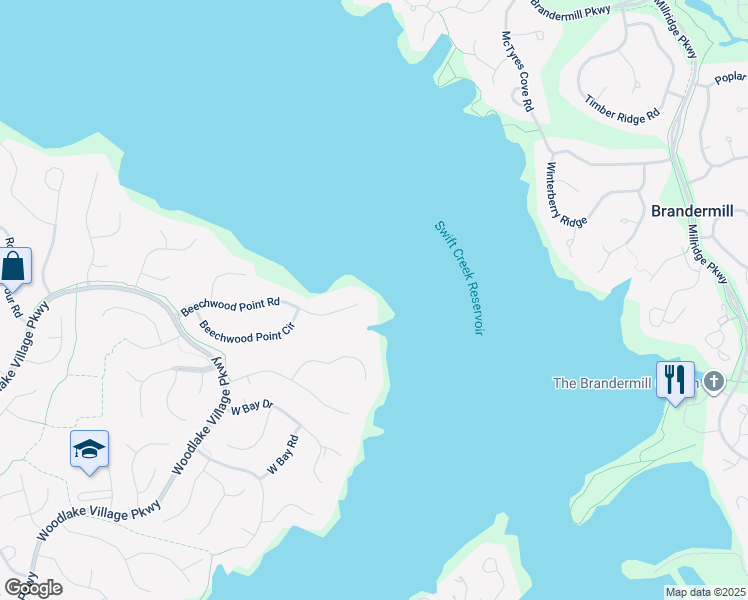 map of restaurants, bars, coffee shops, grocery stores, and more near 13700 Beechwood Point Road in Midlothian